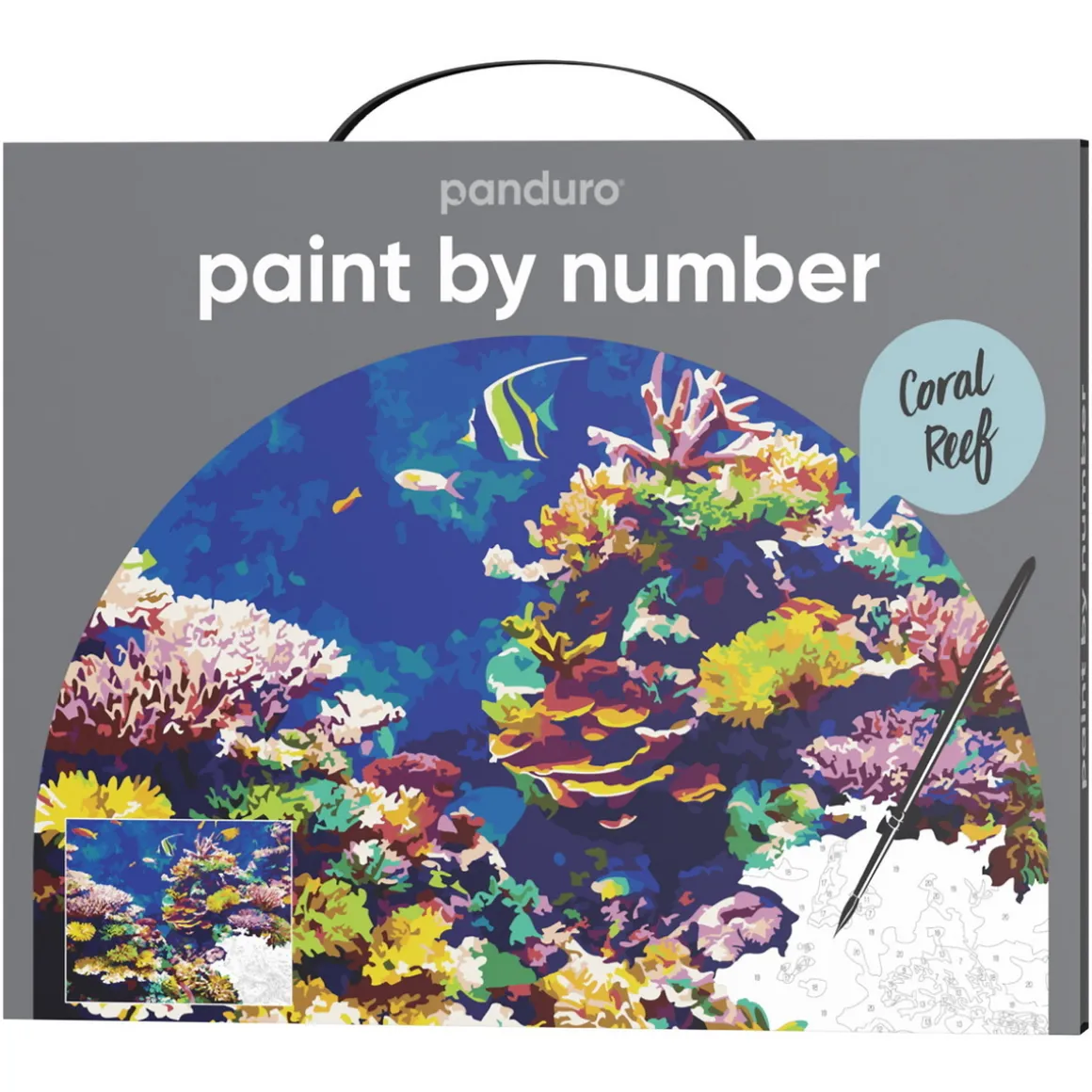Paint by number/mal efter nummer – koralrev, 28×35,5 cm + 20 farver & 3 pensler