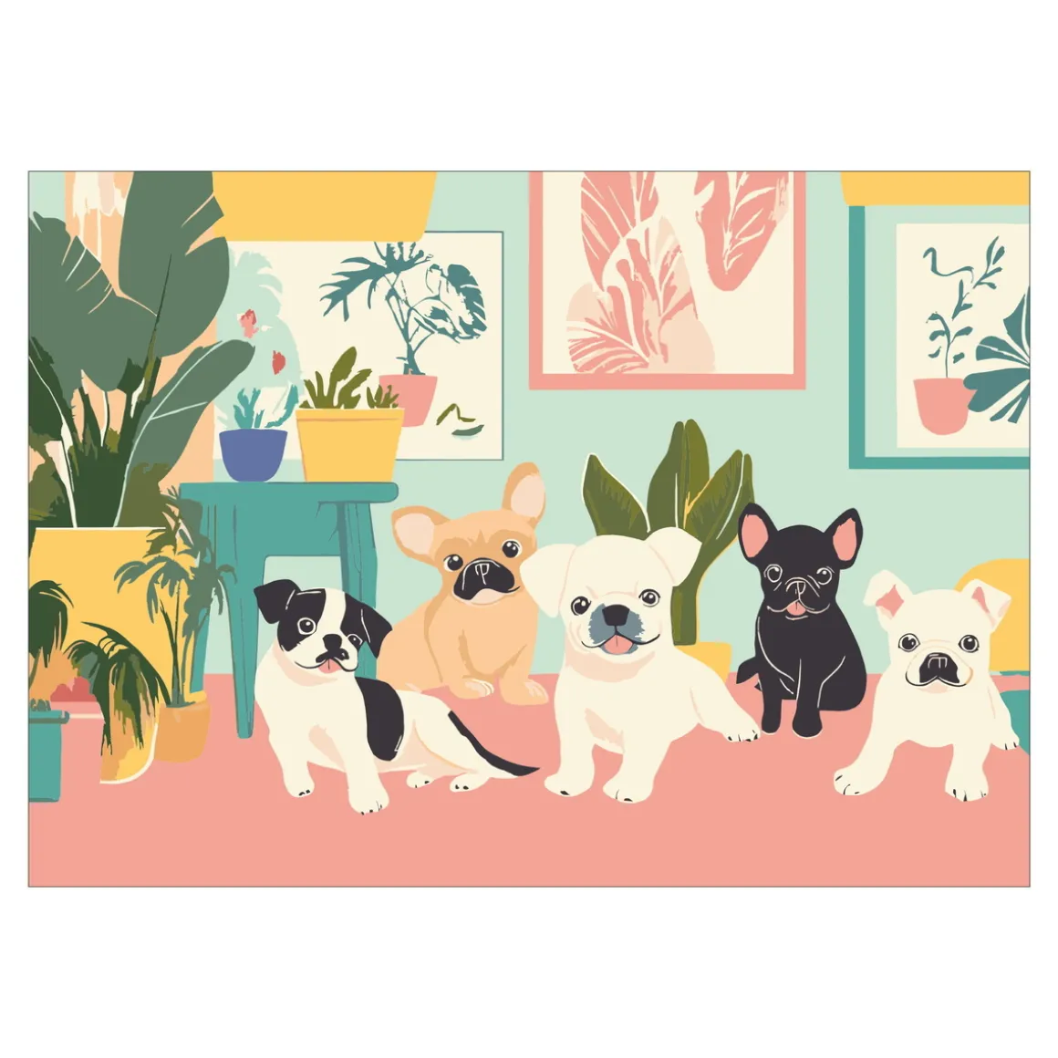 Paint by number/mal efter tal, – hunde, 35×25 cm + 18 farver og 3 pensler