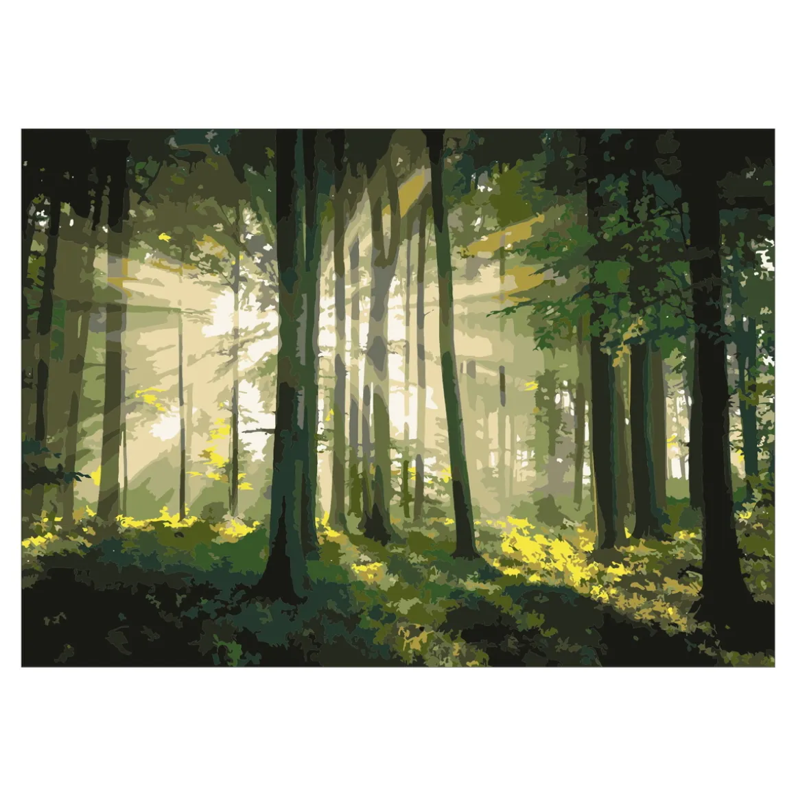 Paint by number/mal efter tal, – skov, 35×25 cm + 18 farver og 3 pensler