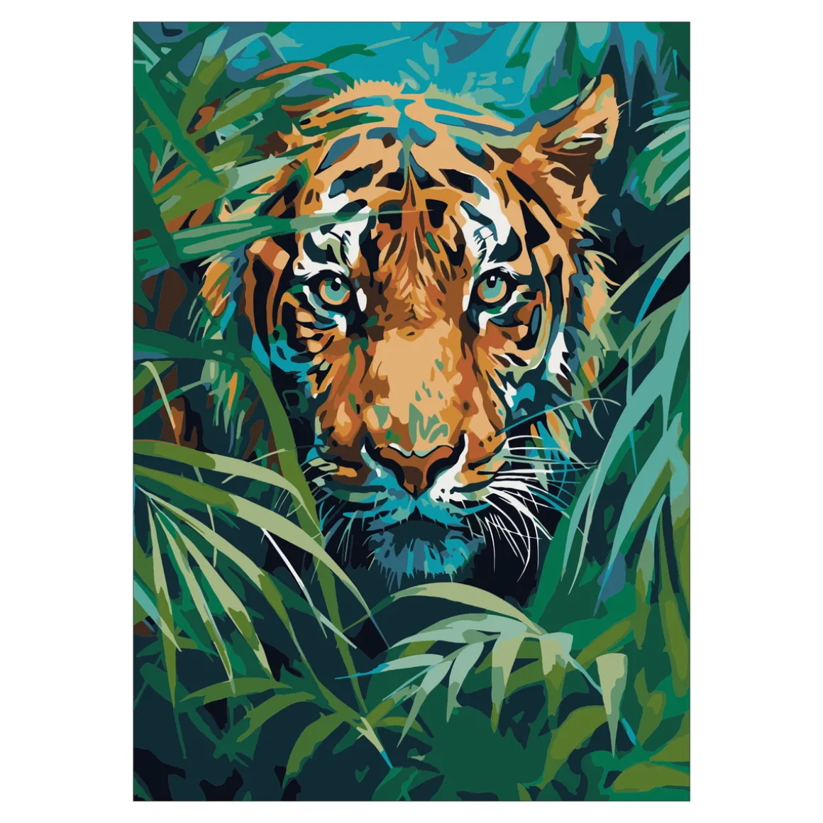 Paint by number/mal efter tal – tiger, 25×35 cm + 18 farver og 3 pensler