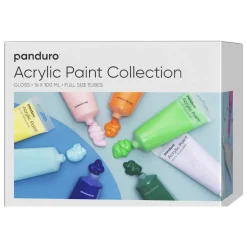 Panduro Acrylic Gloss Paint Collection – 16 tuber blank akrylmaling à 100 ml i en bred palet!