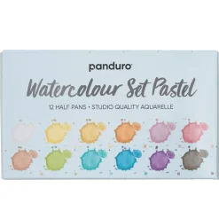 Panduro akvarelfarve sæt Pastel 12 – stærke og livlige akvarelfarver i halve kopper