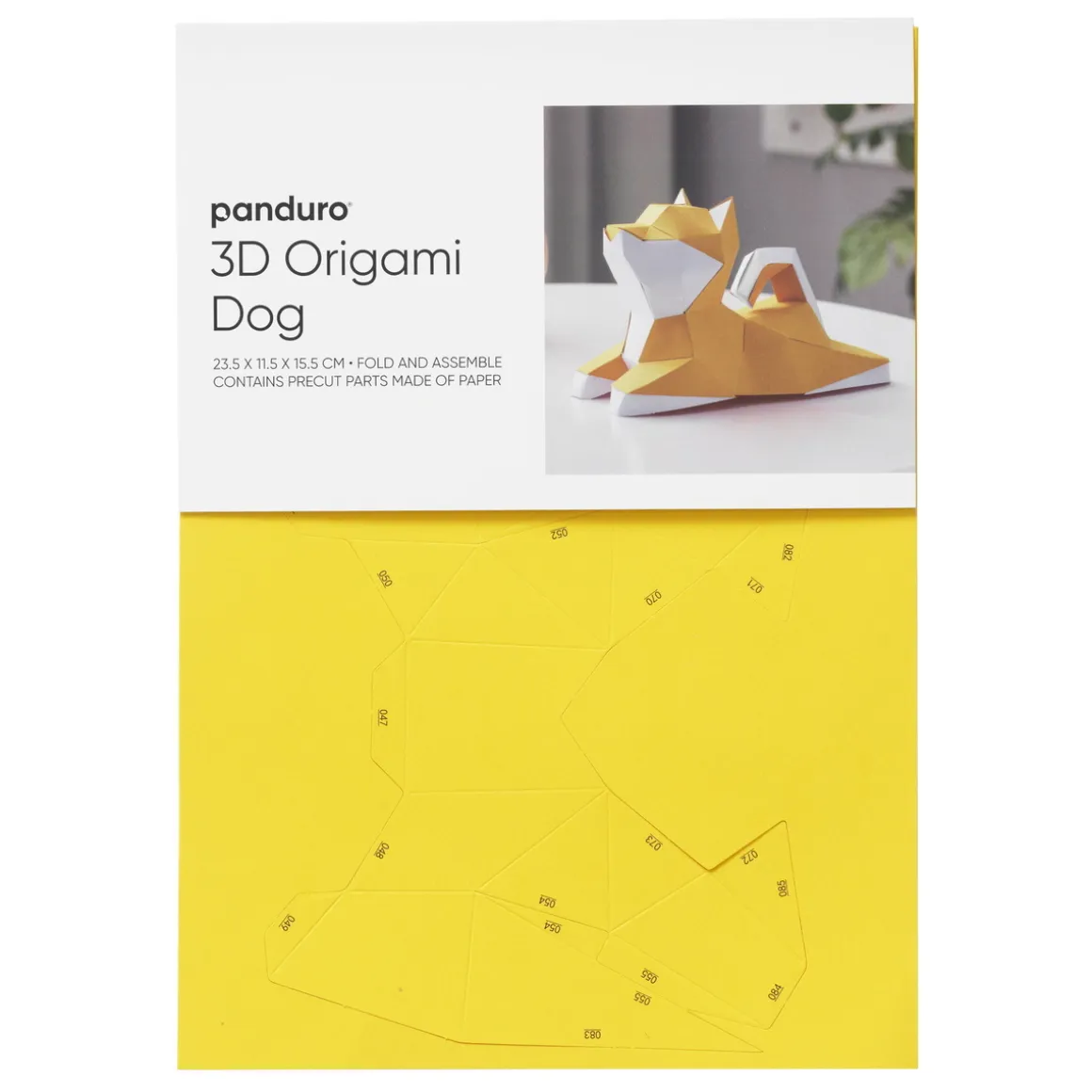 Papirfoldning 3D, lav og fold en hund i papir! 23,5×11,5×15,5 cm