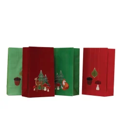 Papirsposer, 24 stk. gaveposer i 4 forskellige farver med julemotiv, 12×20×7 cm