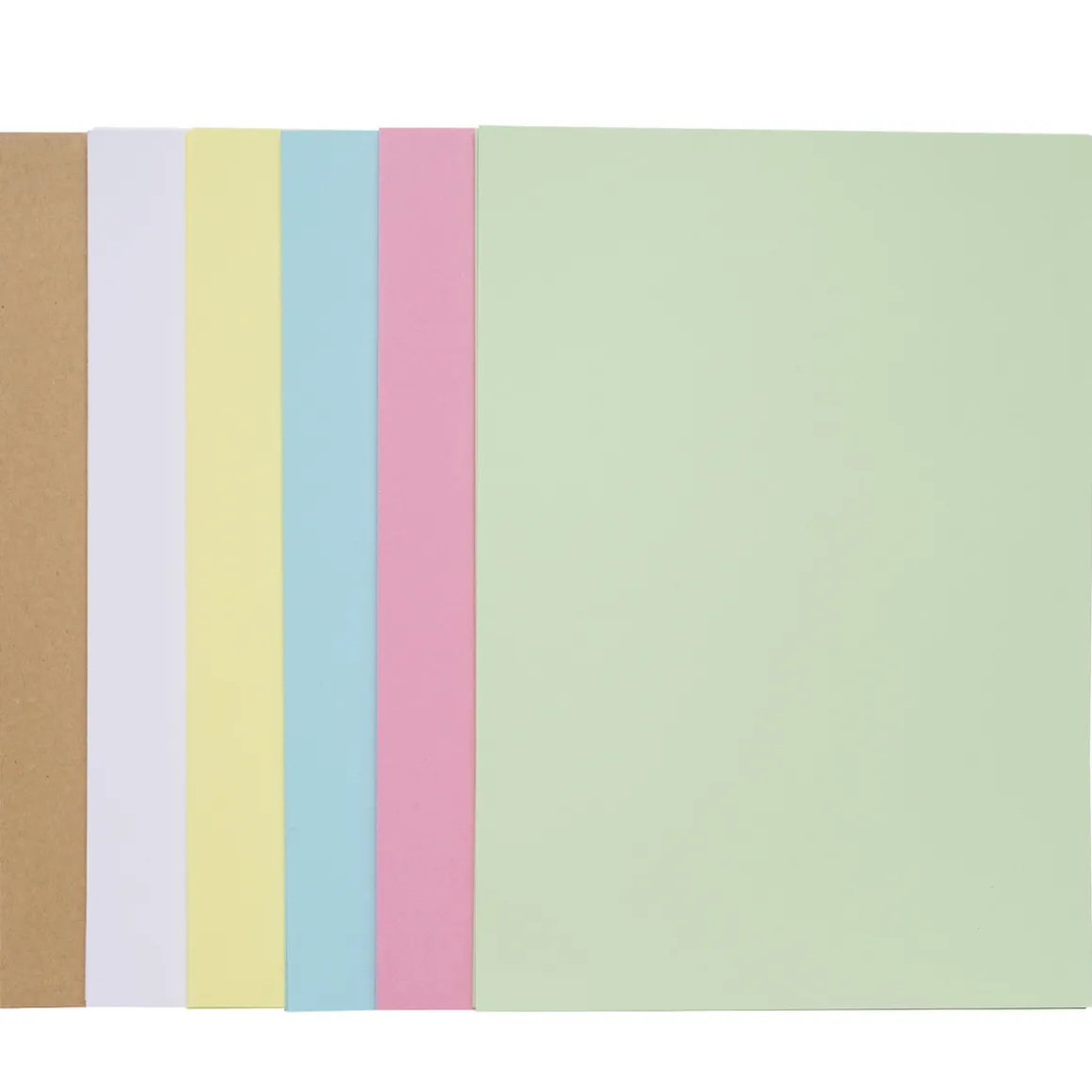 Papirsæt i pastelfarver med 48 stk. kraftige A4-ark (210×297 mm) a 240 g/m²