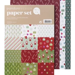 Papirsæt julemix 24 ark – kraftigt papir med superglade julemotiver, A4, 180 g/m²