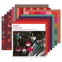 Papirsæt julemix, 63 dobbeltsidet trykte ark, guldmetallic, 30×30 cm, 80 g/m²