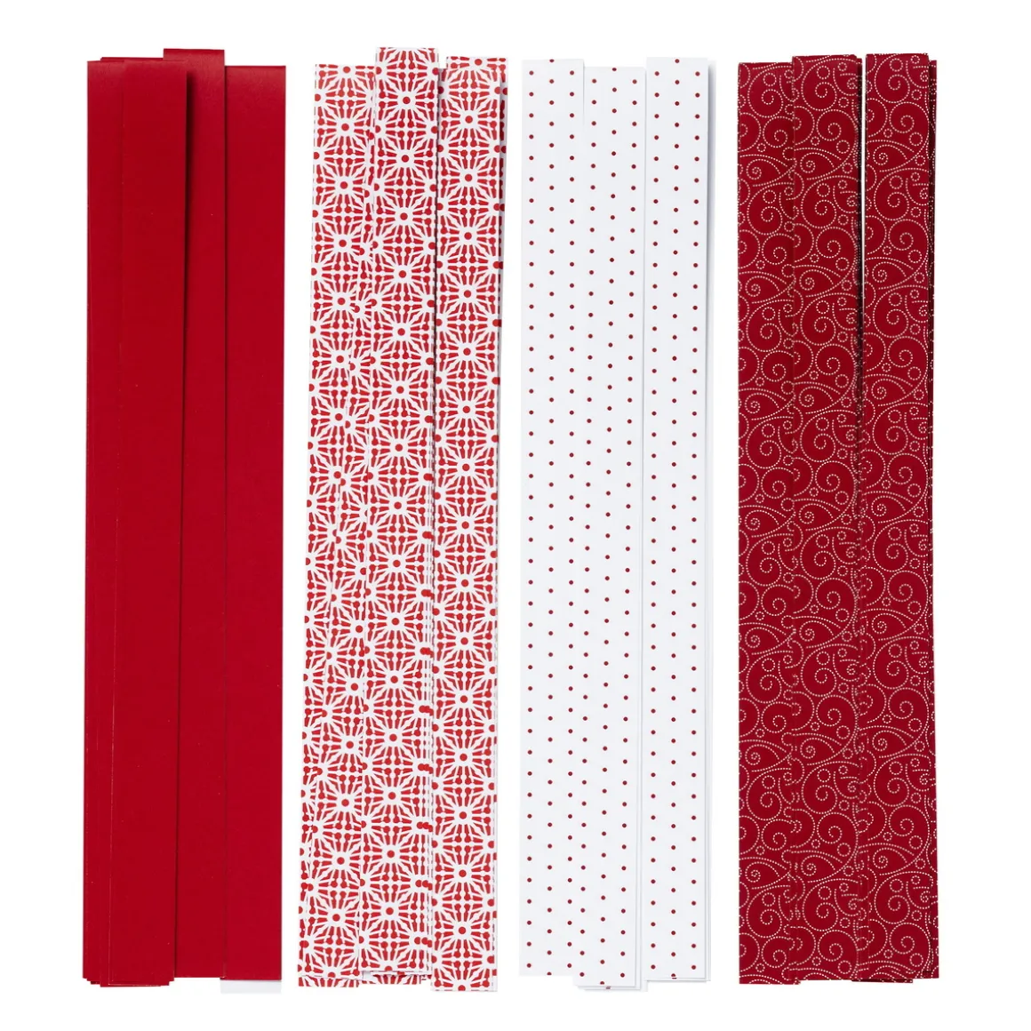Papirstrimler 32 stk. Klassisk rødt og hvidt tema – strimlerne måler 45×1,5 cm
