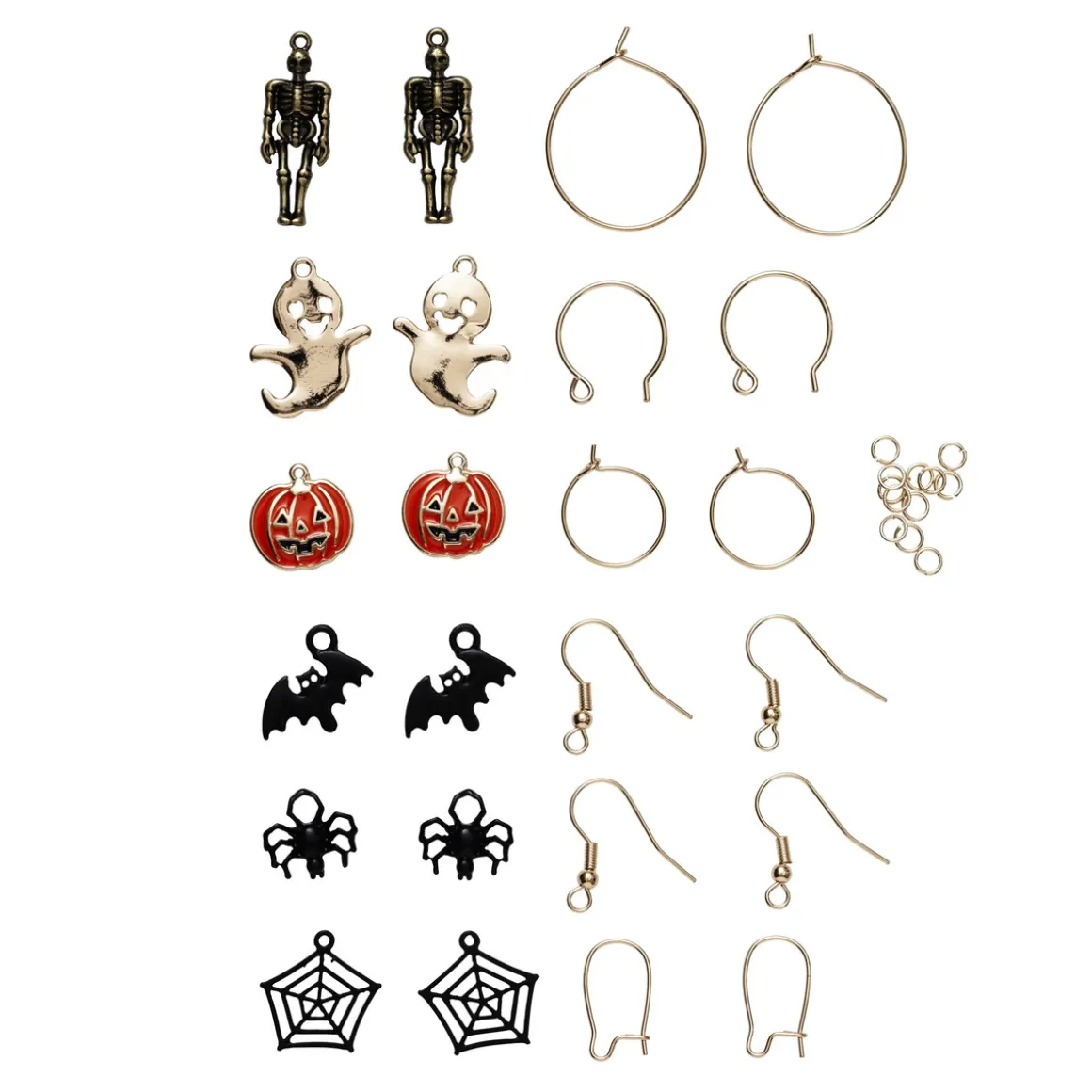 6 par øreringe med 6 par ækle halloweenmotiver