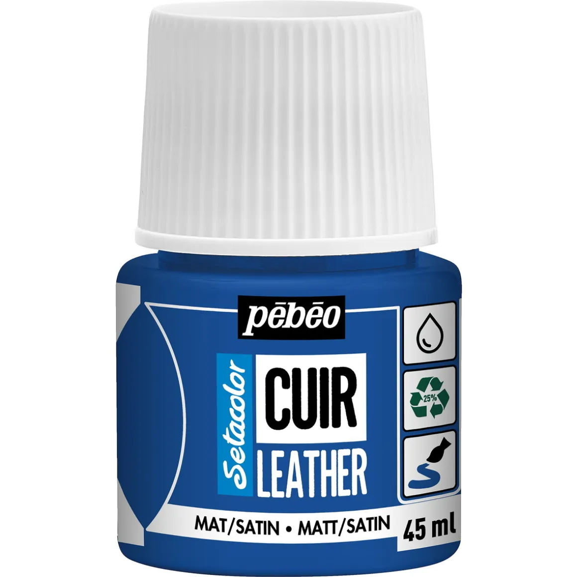 Pebeo Cuir Leather 45 ml læderfarve, farver også PU-læder – Ultramarinblå, mat satinfinish