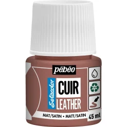 Pebeo Cuir Leather 45 ml læderfarve, farver også PU-læder – Terrakotta, mat satinfinish