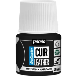 Pebeo Cuir Leather 45 ml læderfarve, farver også PU-læder – Sort, mat satinfinish