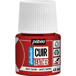 Pebeo Cuir Leather 45 ml læderfarve, farver også PU-læder – Lilla, mat satinfinish