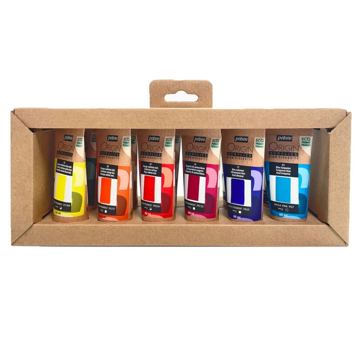 Pebeo Origin Acrylics Essentials 12-pak, 12×60 ml i en bred palet