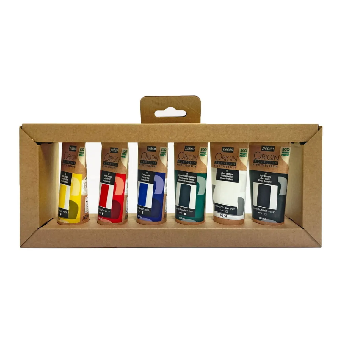 Pebeo Origin Acrylics Primary 6-pak, 6×60 ml primærfarver