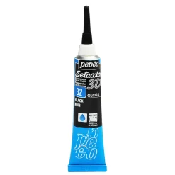 Pebeo Setacolor 20 ml tekstilfarve 3D Liner Gloss Black – højglans sort relieffarve