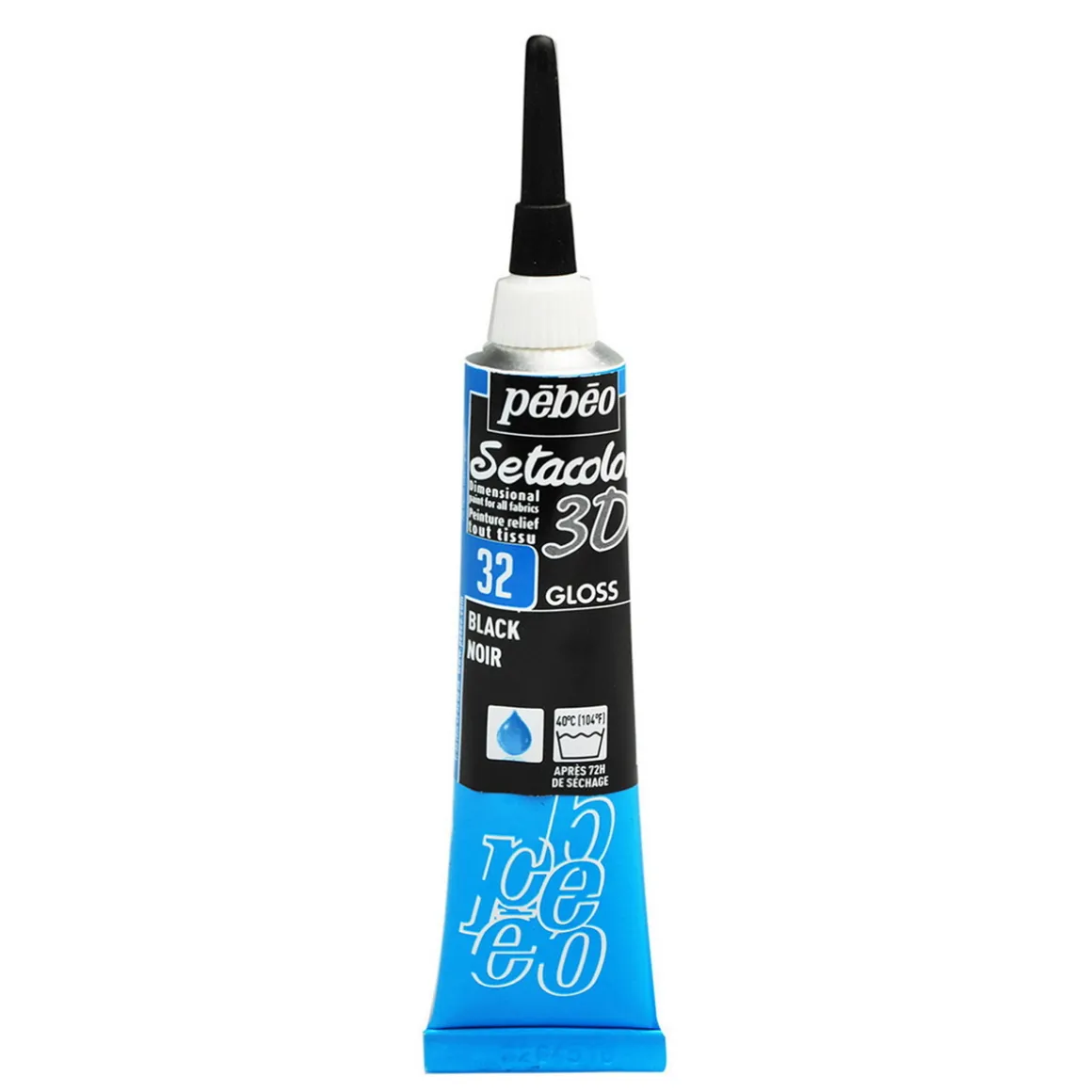 Pebeo Setacolor 20 ml tekstilfarve 3D Liner Gloss Black – højglans sort relieffarve
