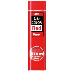 Pentel røde blyantstift refill – 0,5 mm. Indeholder 20 stifter.
