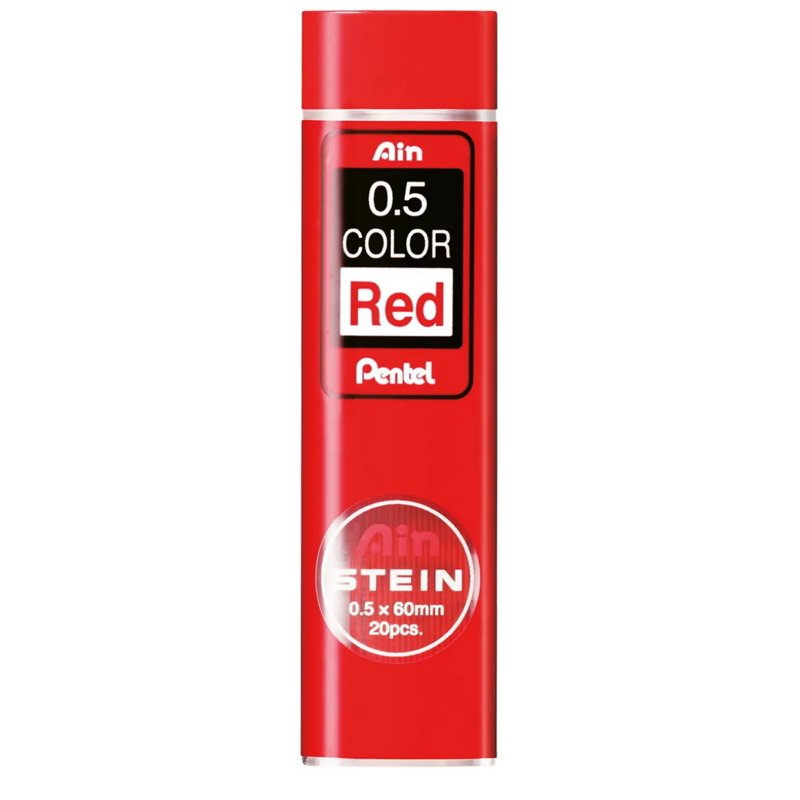Pentel røde blyantstift refill – 0,5 mm. Indeholder 20 stifter.