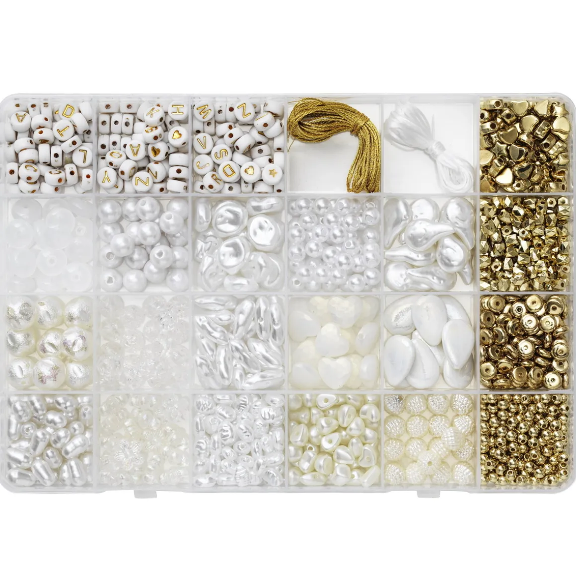 Perlemix med følelse af luksus og bling – perler i hvid, guld og perlemor