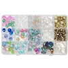 Perlemix med glas- og plastperler i havtema + 1 charm muslingeskal