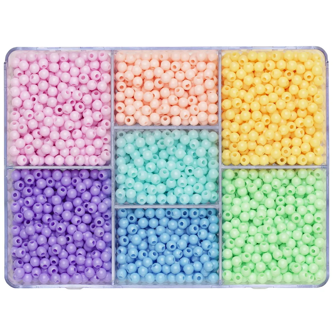 Perlemix med 2850 runde perler i pastelfarver, Ø4 mm