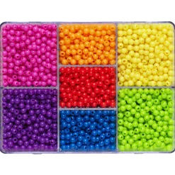 Perlemix med 2850 runde perler i stærke farver, Ø4 mm