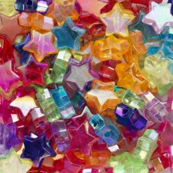 100 perler formet som stjerner, der glitrer og changerer, Ø10 mm, 4 mm tykke.