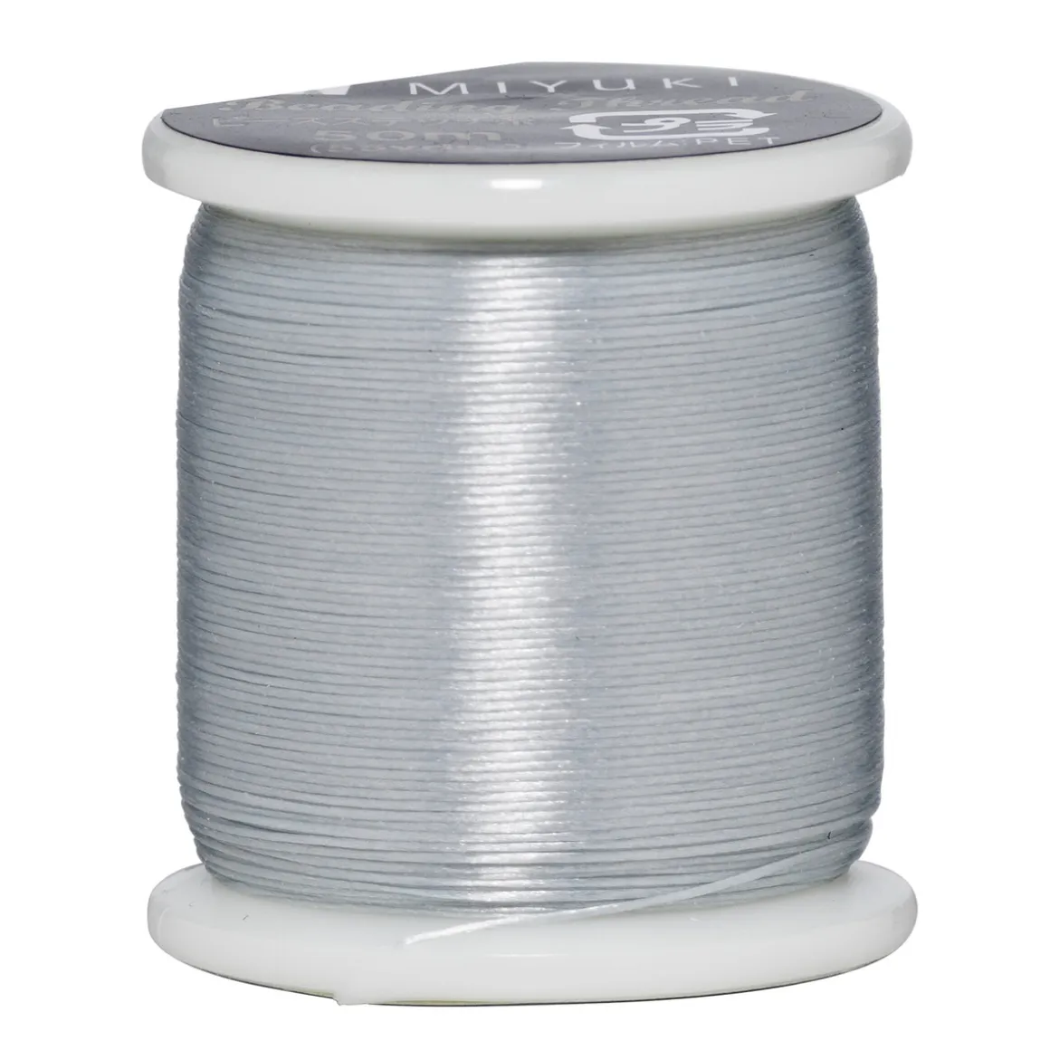 Perletråd Miyuki 50 meter – sølv – 0,2 mm i diameter, fremstillet af 100% nylon