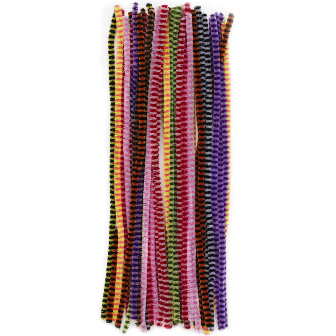 Piberensere Crazy Stripes, sjov og stribet! 30 cm lange, Ø6 mm, 50 stk.