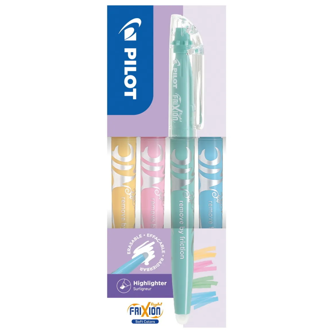 Pilot Frixion Light 4-pak, overstregningstuscher, der kan viskes ud, i pastelfarver