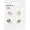 Pins, badges, 4 stk. guld og rosa små mini-brocher med tema fra havet