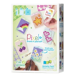 Pixelhobby Box Søde sager – 5 nøgleringe à 30×40 mm, 18 pixelplader og mønsterhæfte
