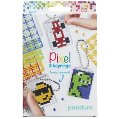 Pixelhobby Kit Cool – 3 nøgleringe à 30×40 mm, 8 pixelplader og mønsterhæfte