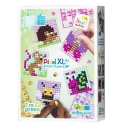 Pixelhobby XL Box – fem søde dyr, 5 stk. 60×60 mm pixelplader + 19×60 pixler
