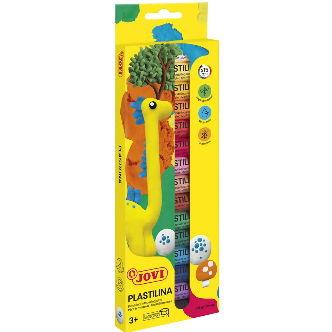 Plastilina modellervoks 15×15g – 15 farvestrålende modellervoks, som ikke tørrer