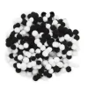 Pom Pom mix sorte og hvide mini, Ø5-7 mm, 400 stk.