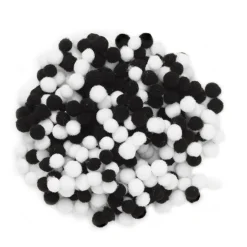 Pom Pom mix sorte og hvide mini, Ø5-7 mm, 400 stk.