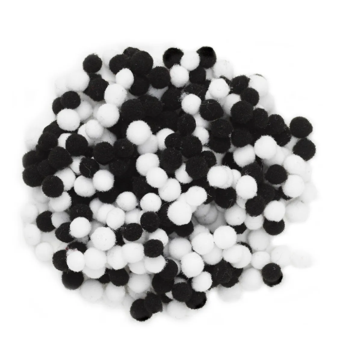 Pom Pom mix sorte og hvide mini, Ø5-7 mm, 400 stk.