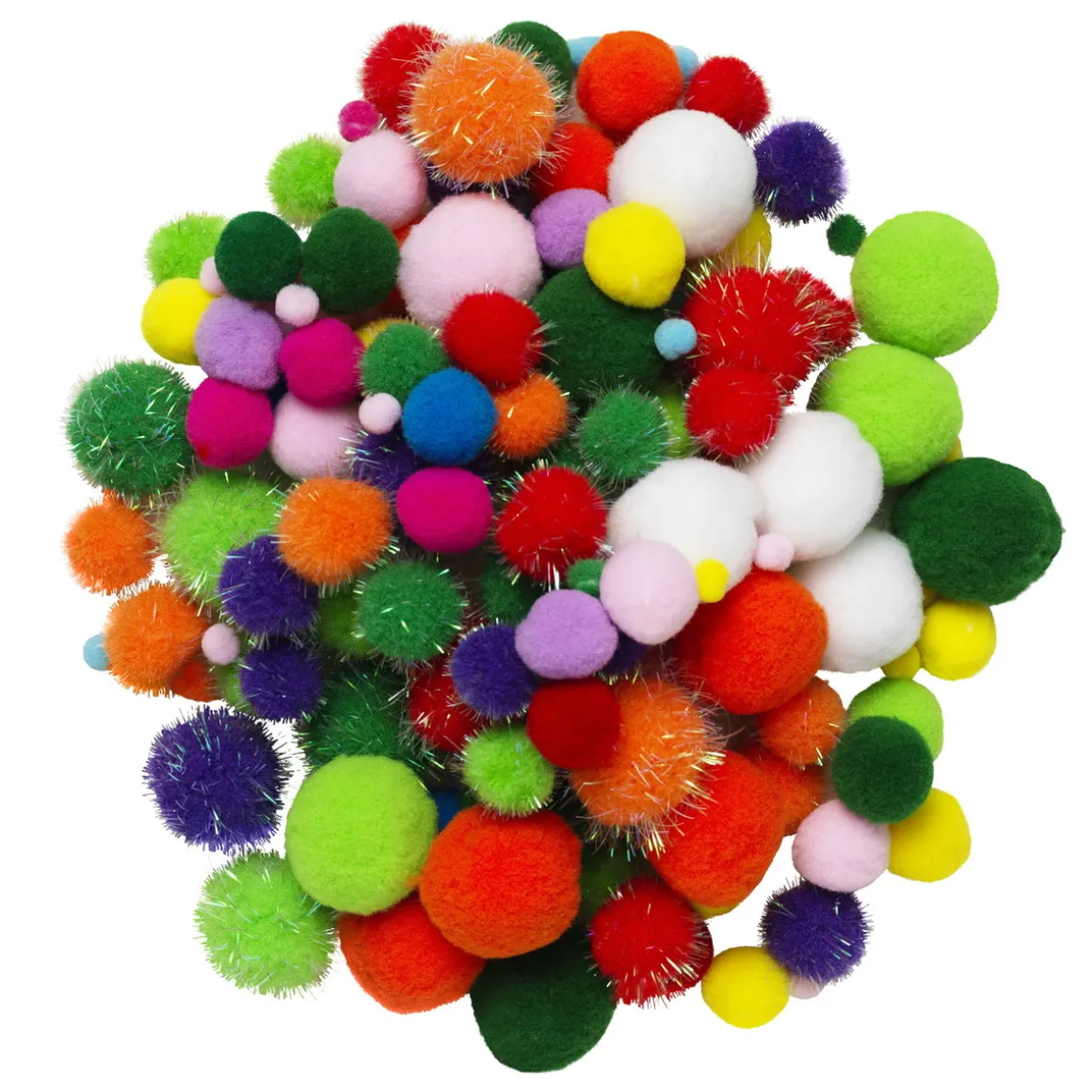 Pom Pom mix 150 stk. basisfarver – masser af fine lodne pomponer!