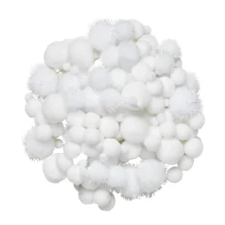 Pom Pom mix 150 stk. hvide – masser af fine lodne pomponer!