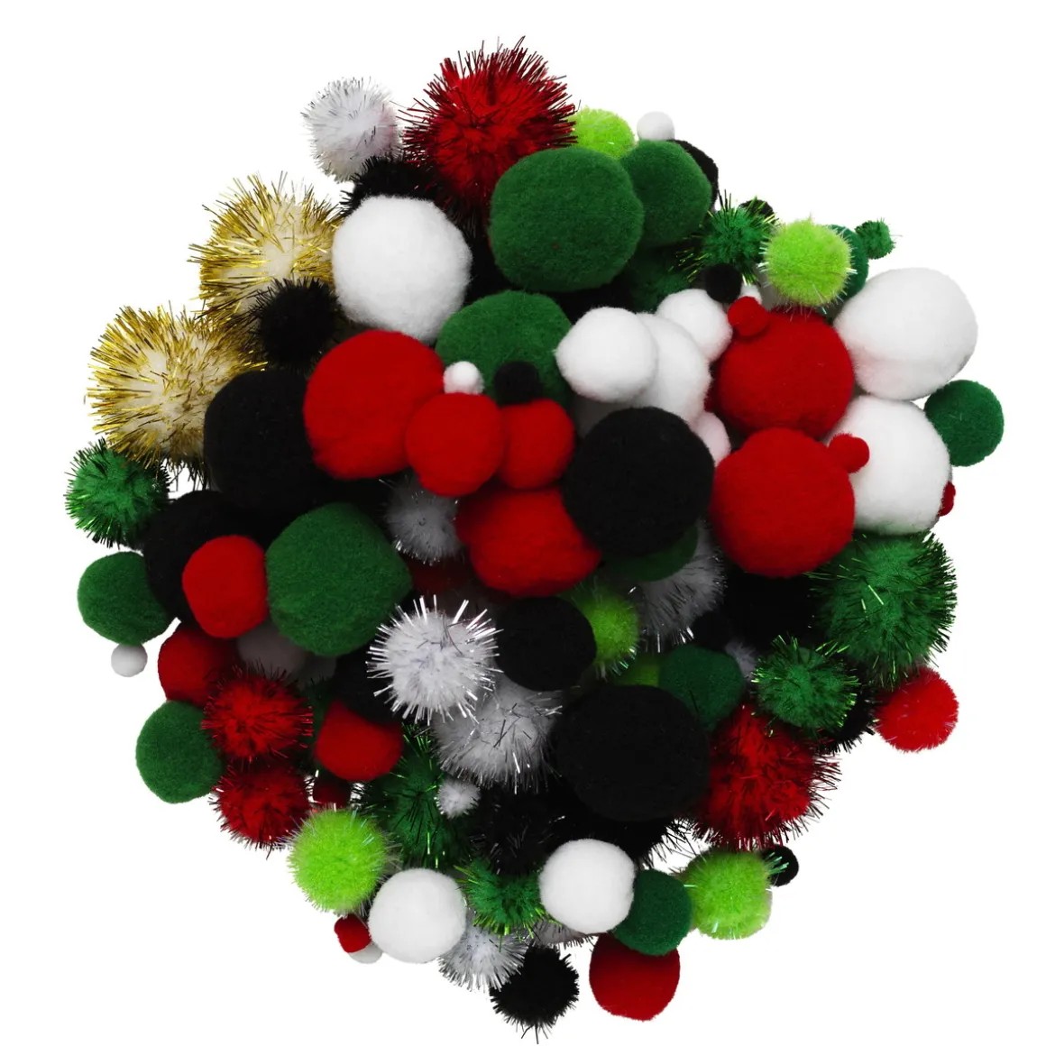 Pom Pom mix 150 stk. julemix – masser af lodne pomponer i julens farver