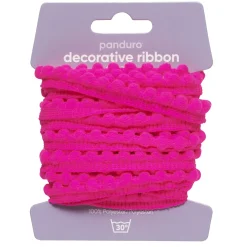 Pomponbånd dekorationsbånd cerise, 4 m langt og 10 mm bredt