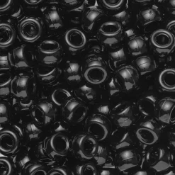 Pony beads Ø9 mm, runde perler med store huller, 150-pak, sort