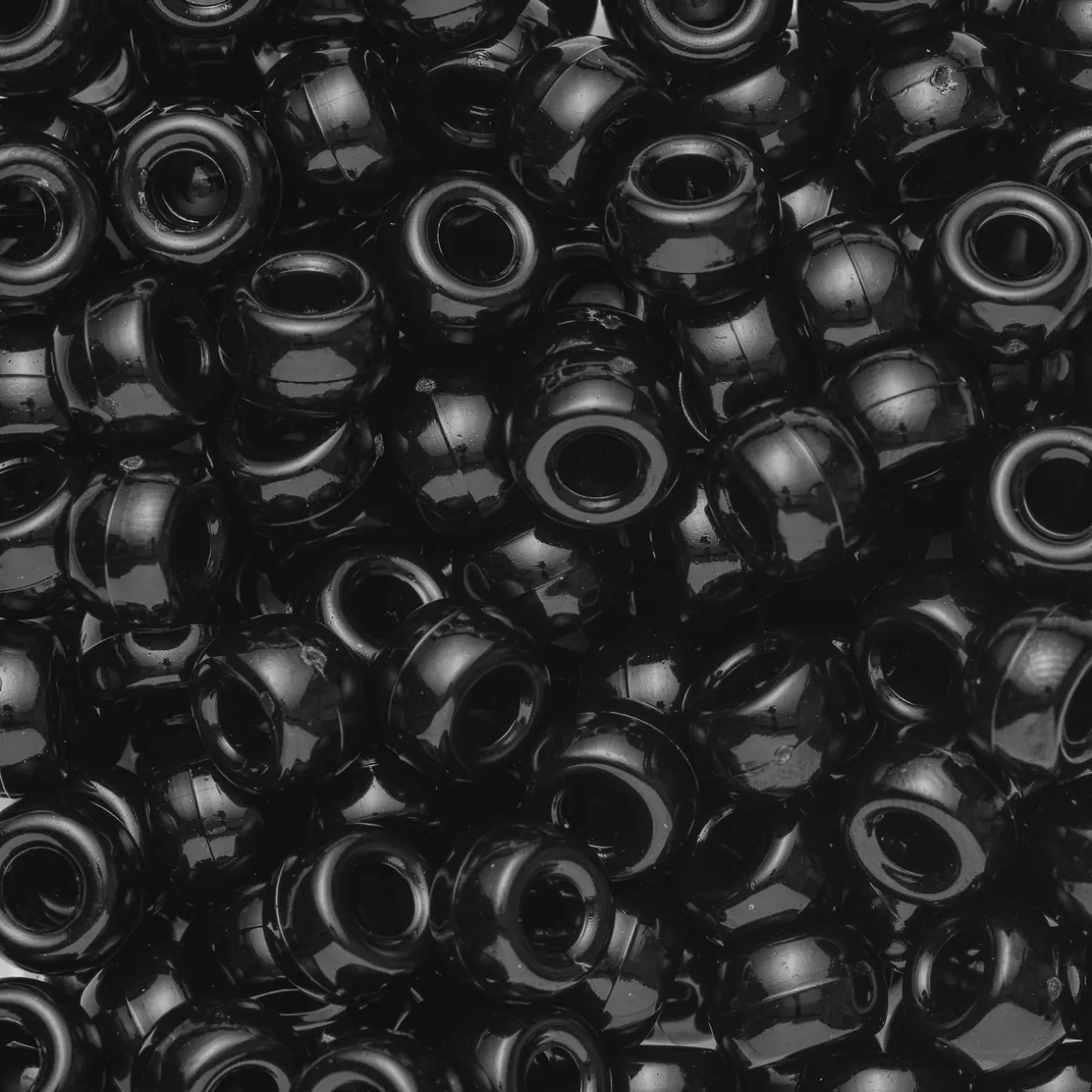 Pony beads Ø9 mm, runde perler med store huller, 150-pak, sort