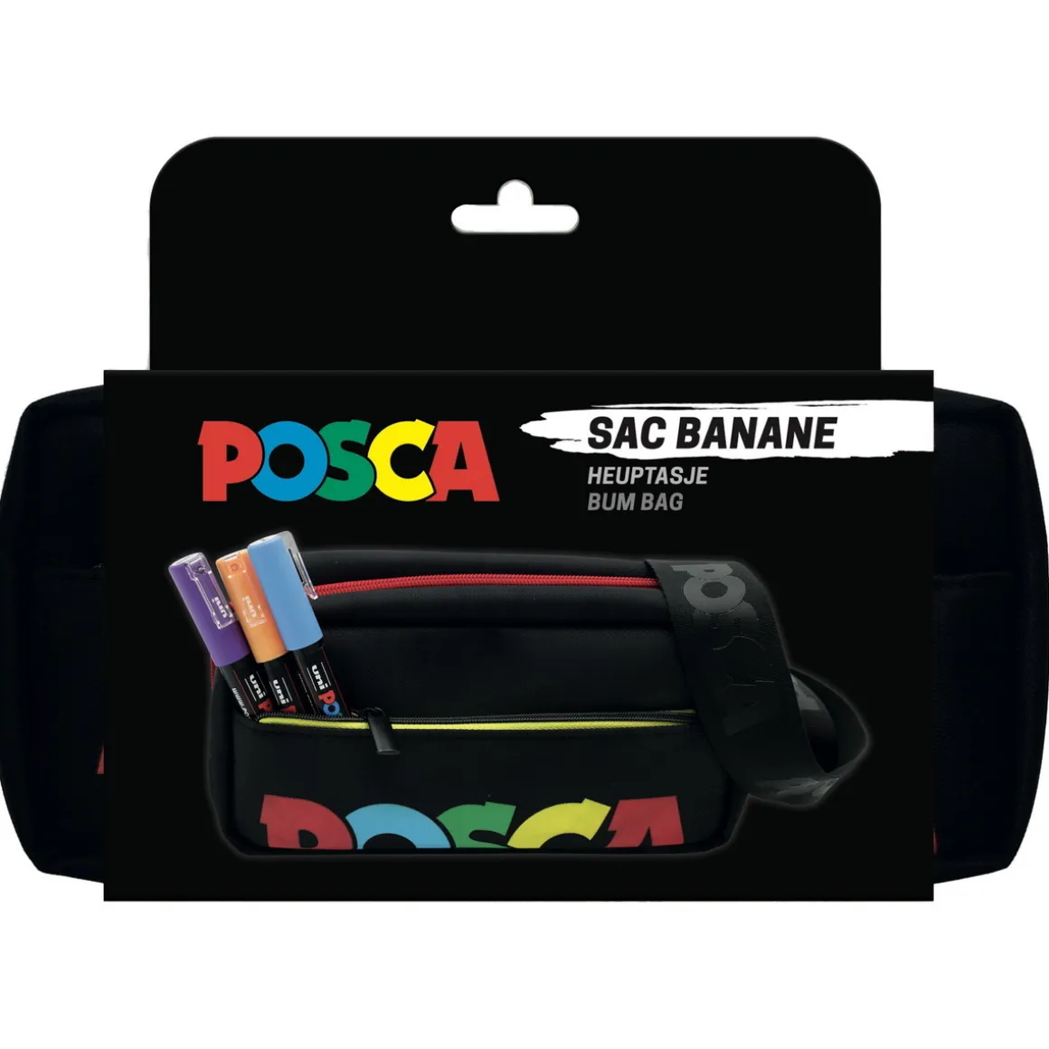 Posca bum bag black – sort bæltetaske, 23×5×13 cm (tom)