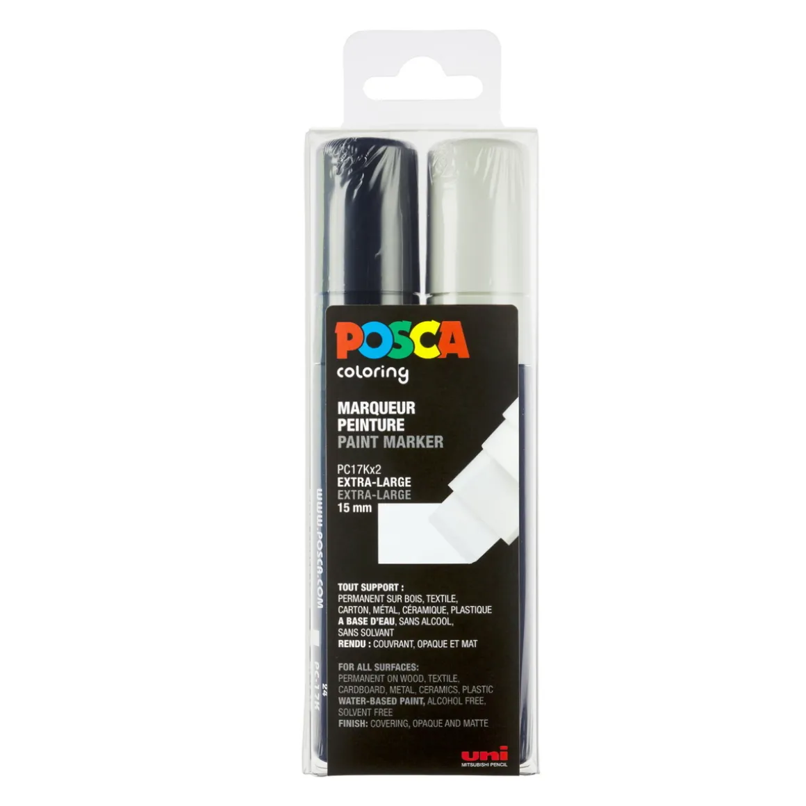 Posca PC-17K 2-pak – Sort & hvid