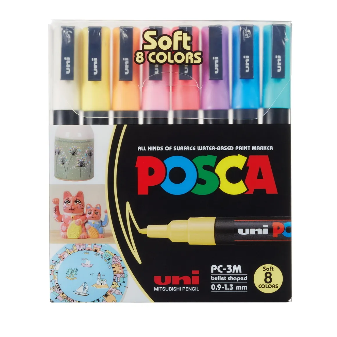 Posca PC-3M Soft colors 8-pak (0,9-1,3 mm)