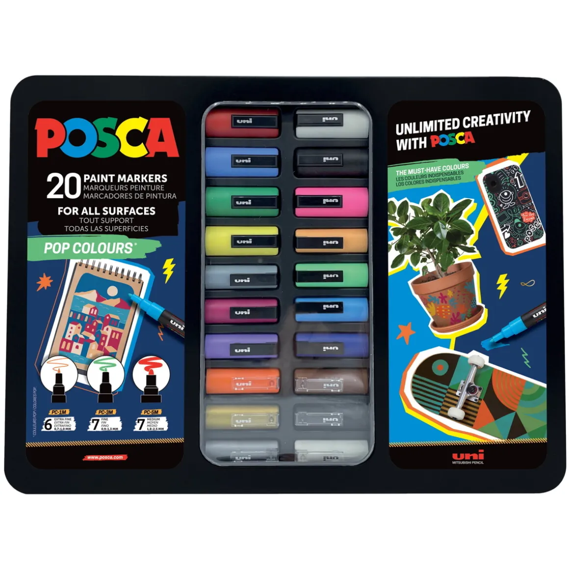 Posca Pop Colours Tin – 20 skønne Posca-penne i en metalboks