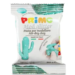 Primo lufttørrende ler med glitter, grøn 250 g